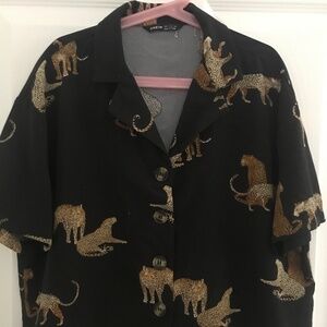 Womens short sleeve button down shirt